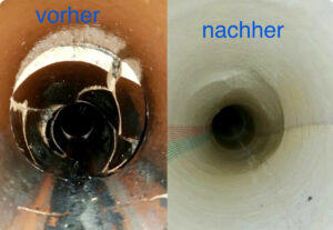Vorher-Nachher Bild der Rohrsanierung
